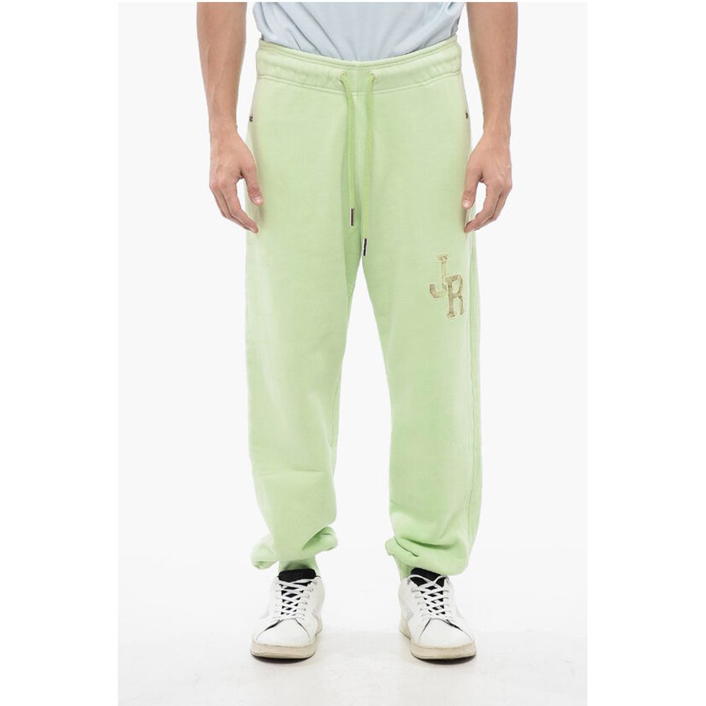 Brushed Cotton Joggers With Embroidered Logo