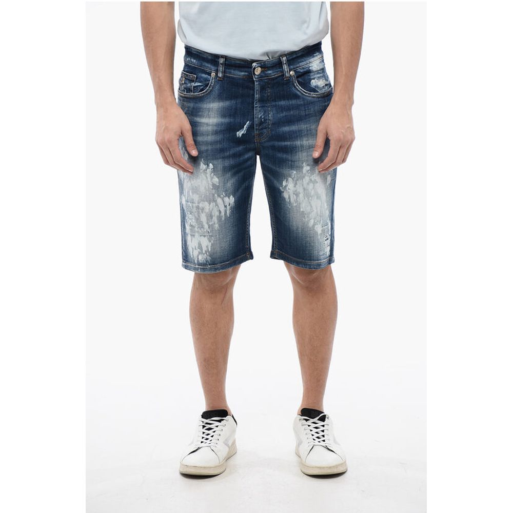 Bleached Effect Regular Fit Bermuda Jeans