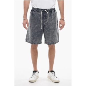 Denim Wide-leg Shorts with Drawstring