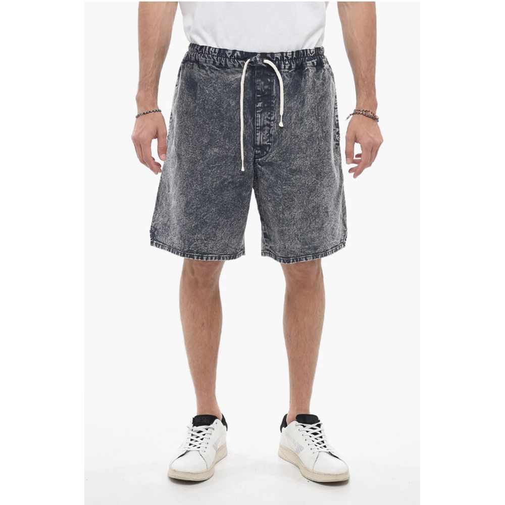 Denim Wide-leg Shorts with Drawstring
