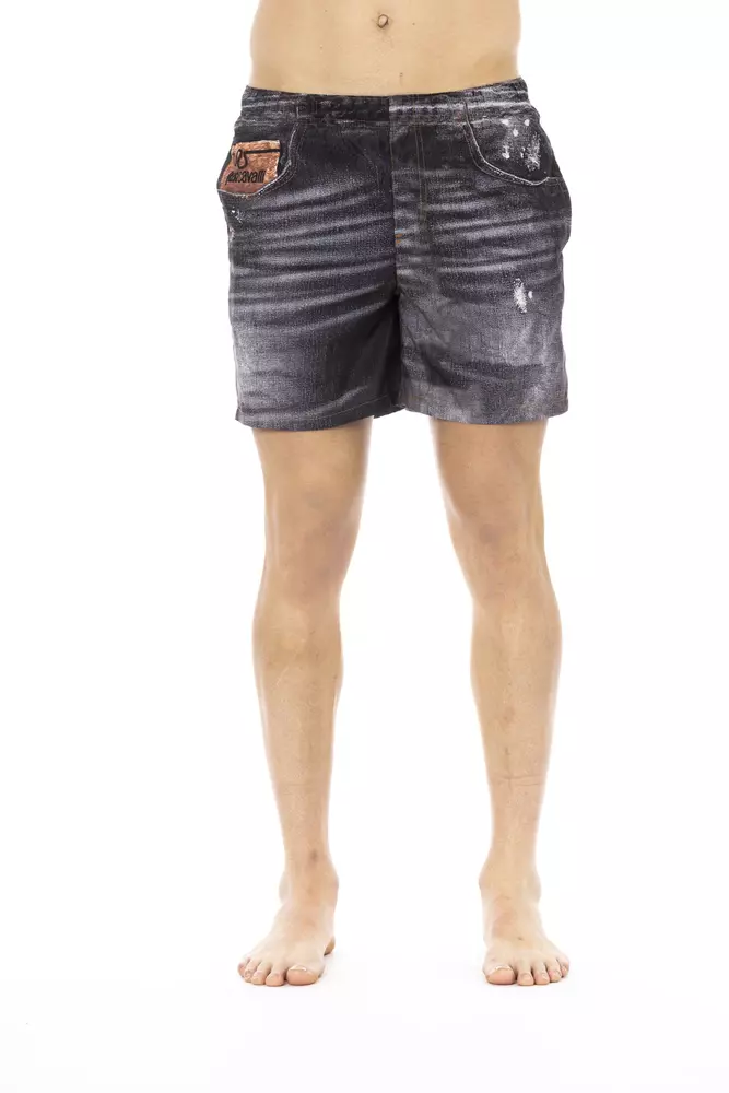 Black Polyester Men's Swimwear Short