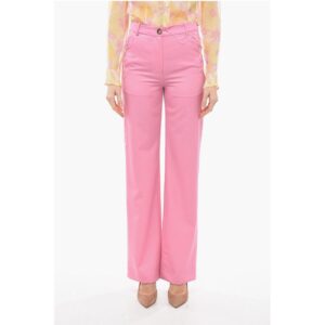 Palazzo Wool Pants with Frayed Details