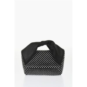 Leather MIDI TWISTER Handbag Embellished with Rhinestones