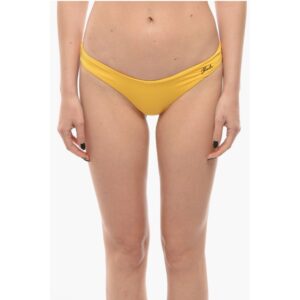 Solid Color Bikini Bottom with Metal Logo