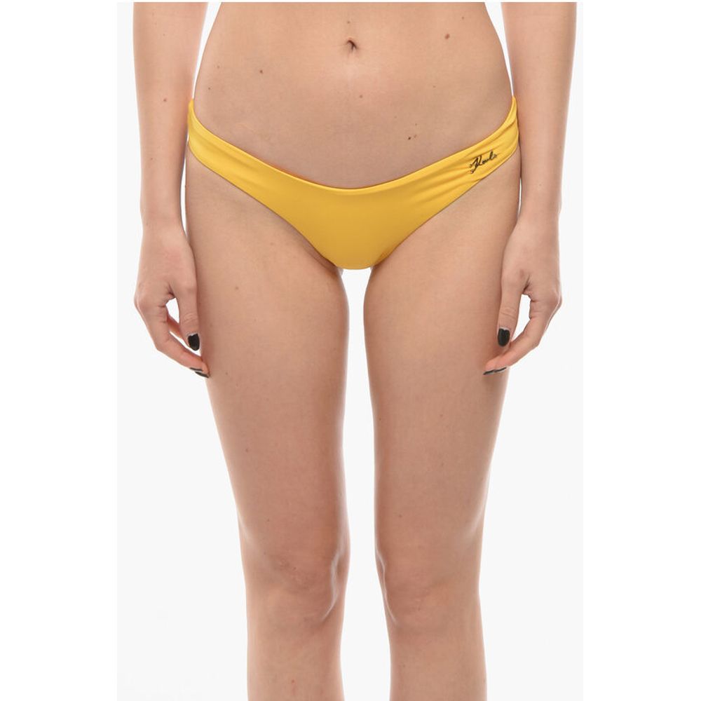 Solid Color Bikini Bottom with Metal Logo