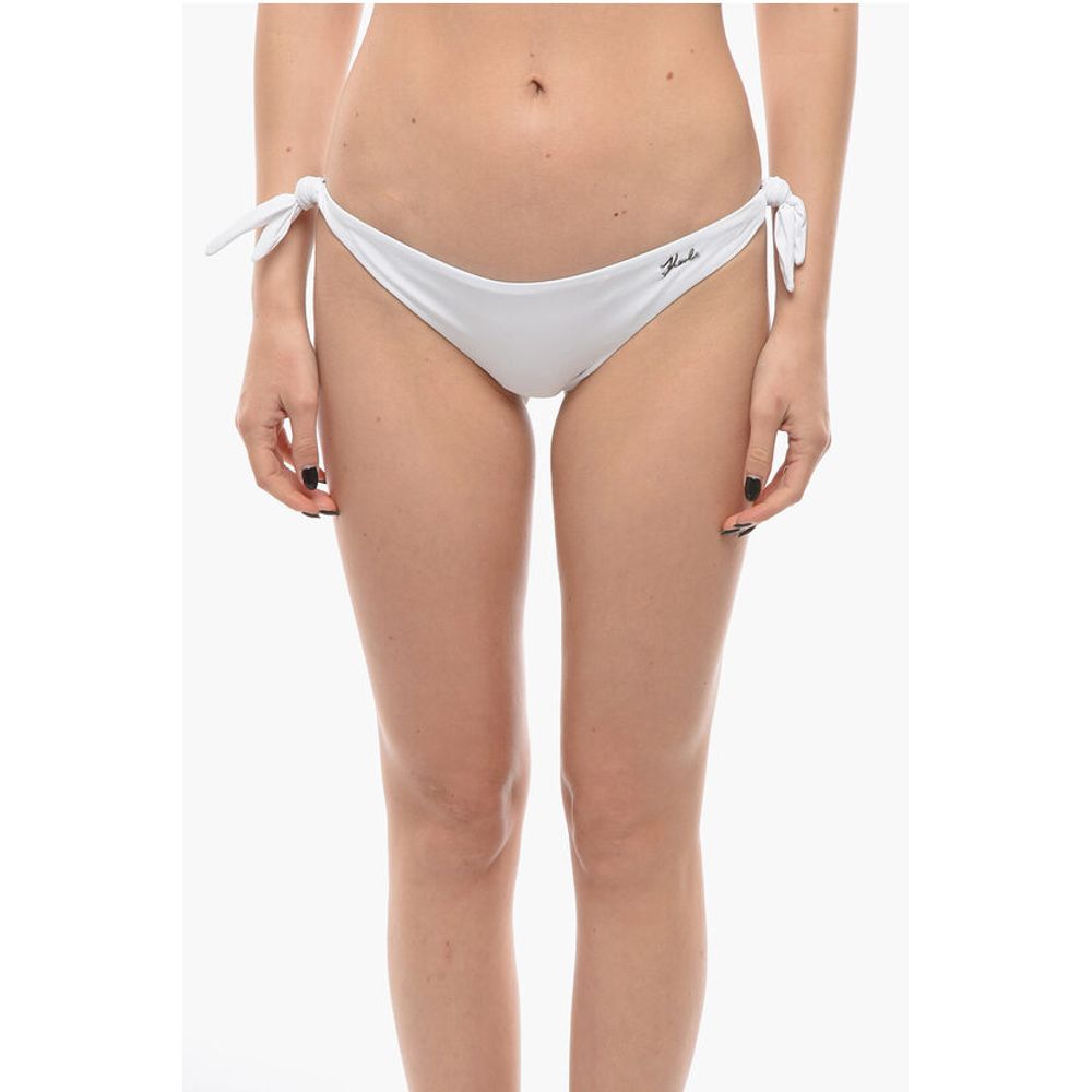 Solid Color Bikini Bottom With Silver Logo