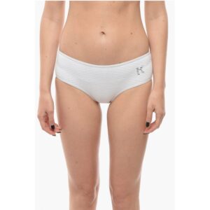 Solid Color Hipster Bikini Bottom with Striped Detail