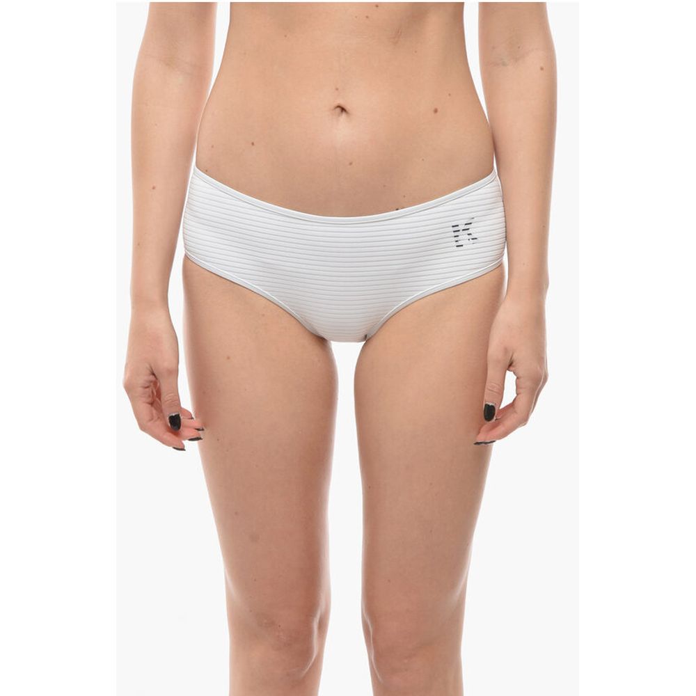 Solid Color Hipster Bikini Bottom with Striped Detail
