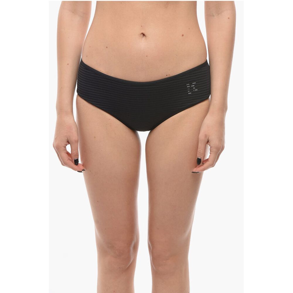 Solid Color Hipster Bikini Bottom with Striped Detail