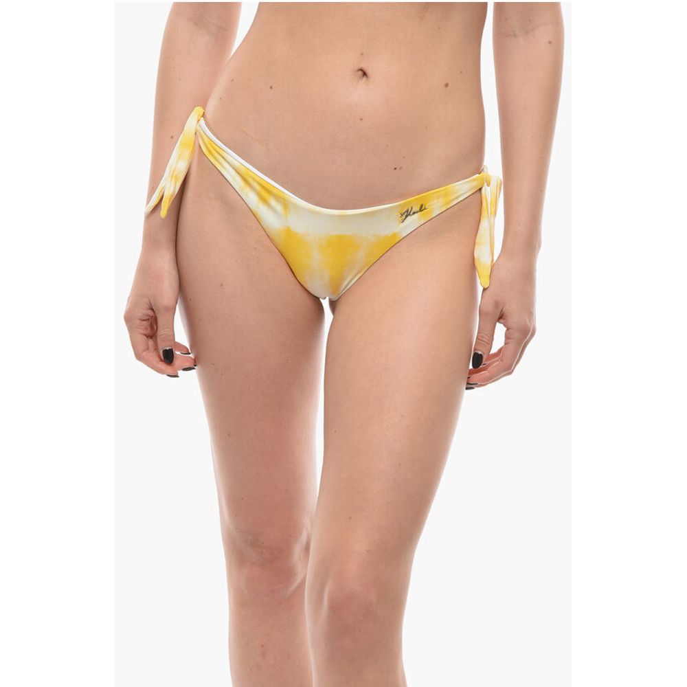 Tie Dye Effect Bottom Bikini with Knotted Laces