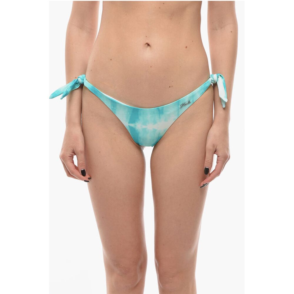 Tie Dye Effect Bikini Bottom With Knotted Laces