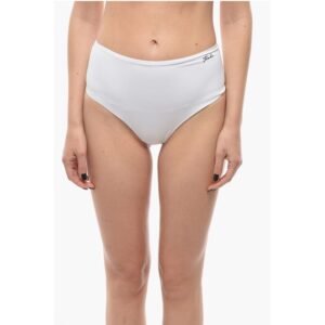 High Waist Bikini Bottom with Silver Logo