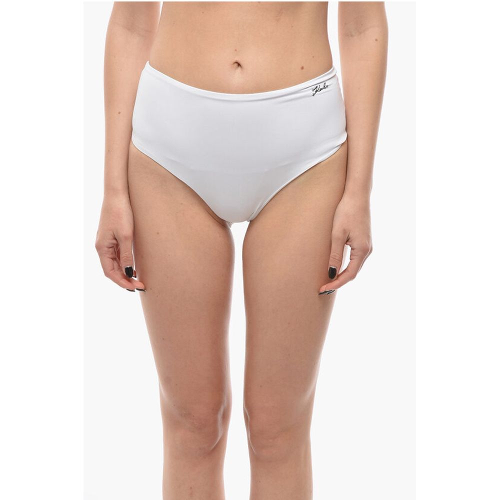 High Waist Bikini Bottom with Silver Logo