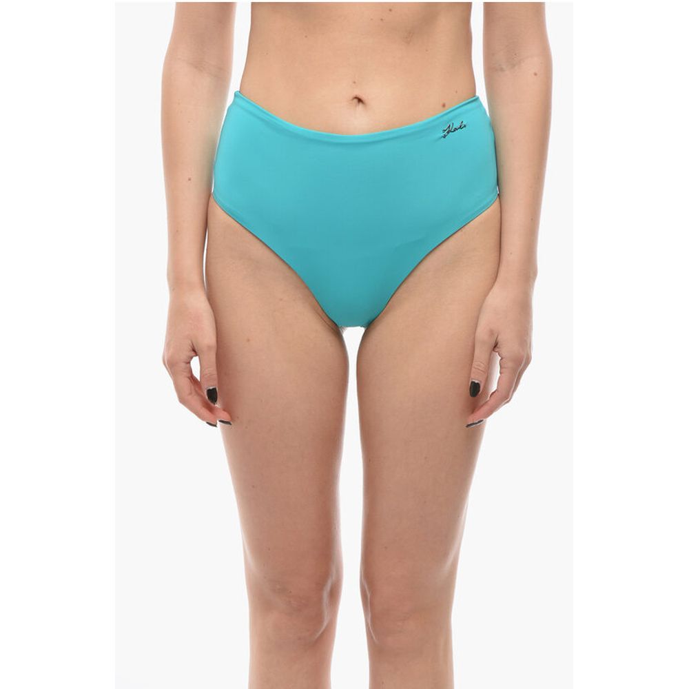 High Waist Bikini Bottom with Silver Logo