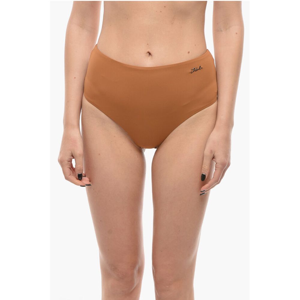 High Waist Bikini Bottom with Silver Logo
