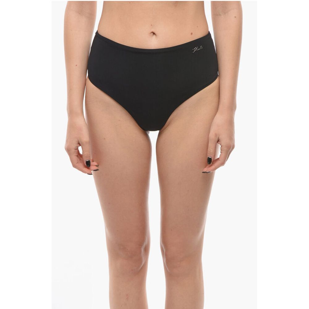 High Waist Bikini Bottom with Silver Logo