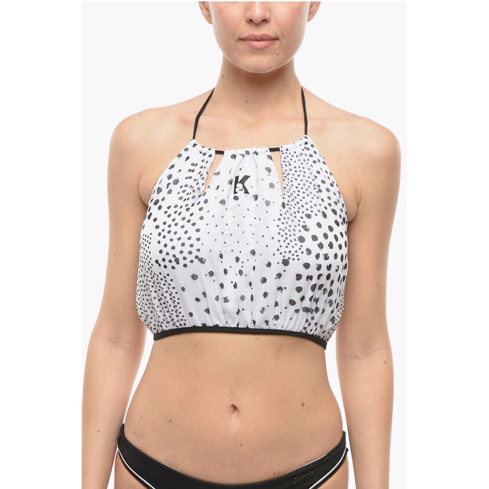 Cover Up Swimsuit Halterneck Top With Contrasting Printed