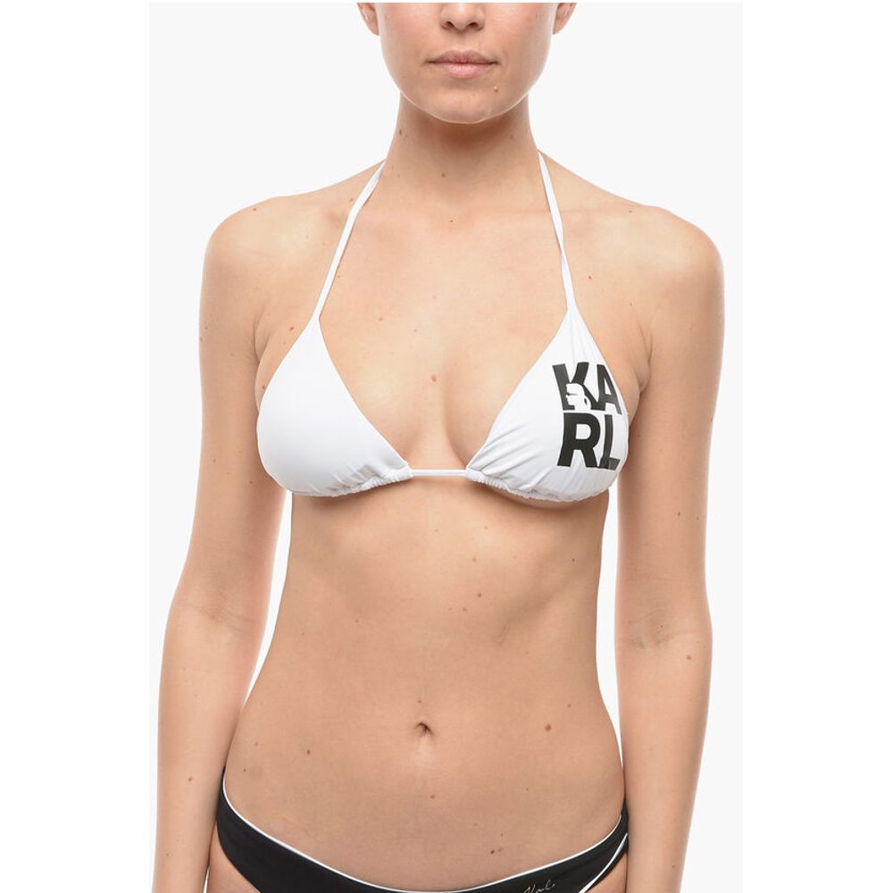 Logo Printed Triangle Bikini Top