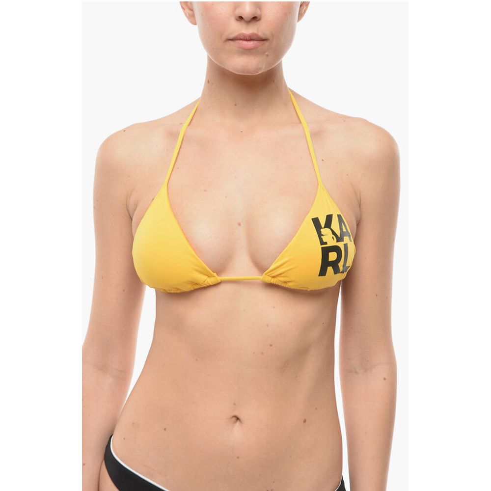 Logo Printed Triangle Bikini Top