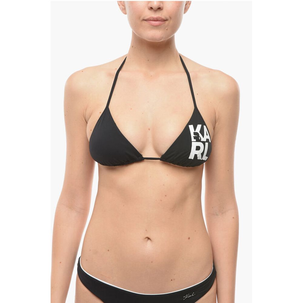 Logo Printed Triangle Bikini Top