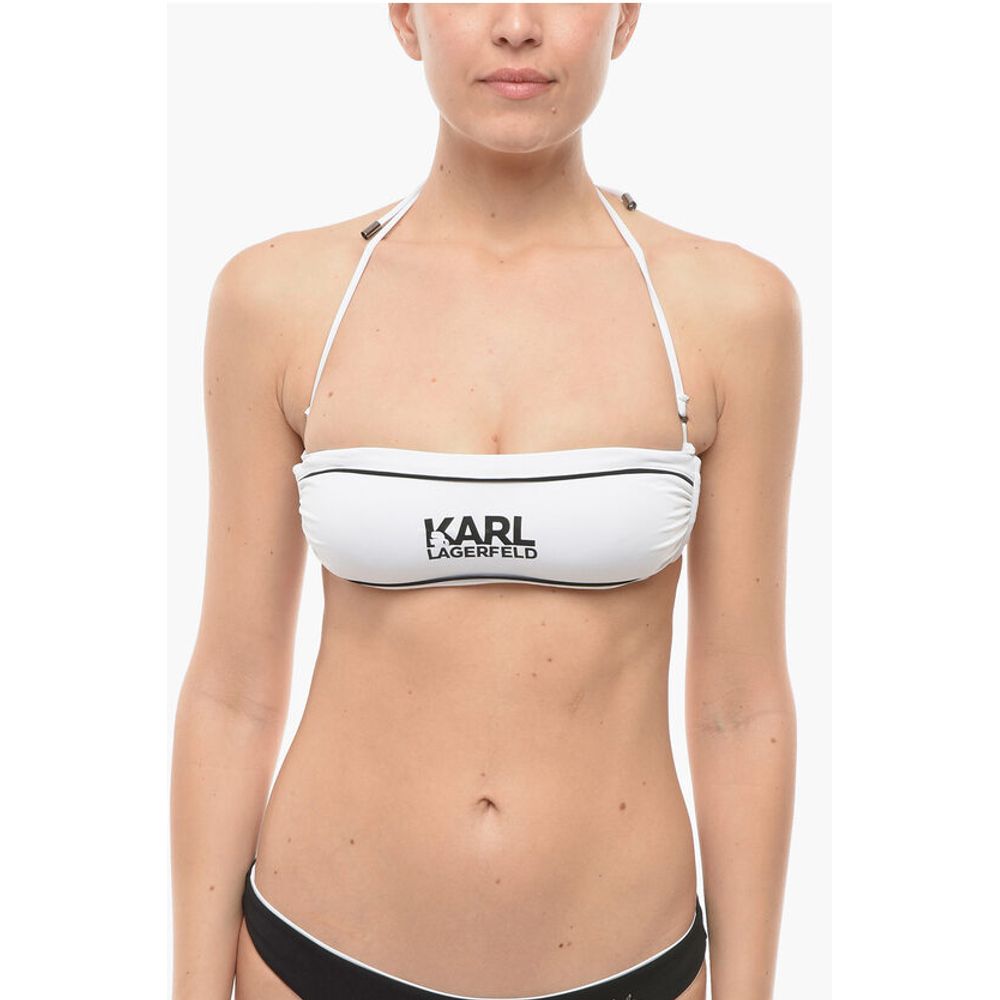 Contrasting Details Bandeau Bikini Top