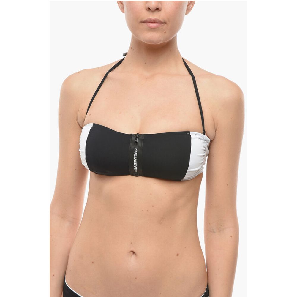 Two-Tone Bikini Top with Zip Closure
