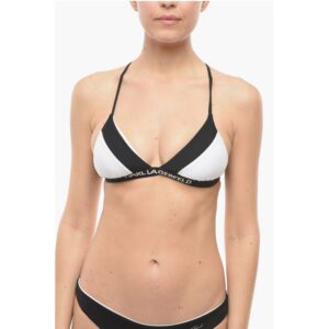 Two-Tone Triangle Bikini Top Crossed on the Back