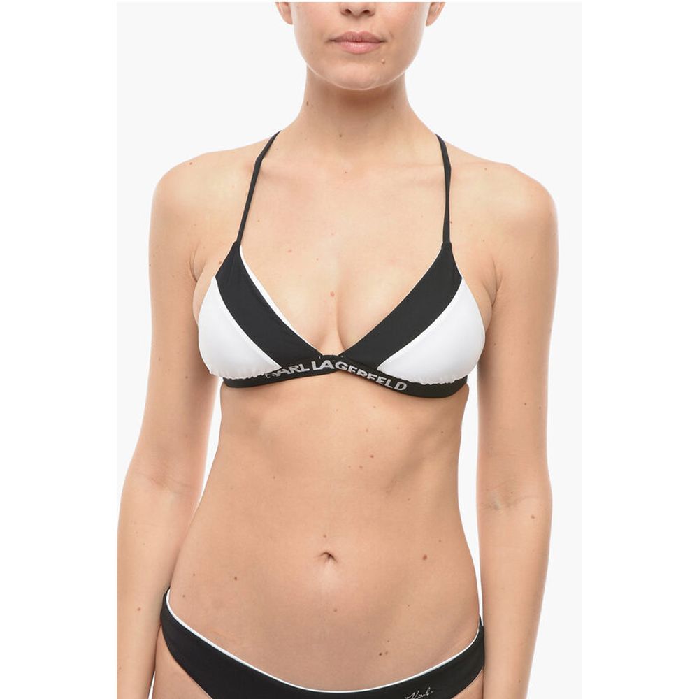 Two-Tone Triangle Bikini Top Crossed on the Back
