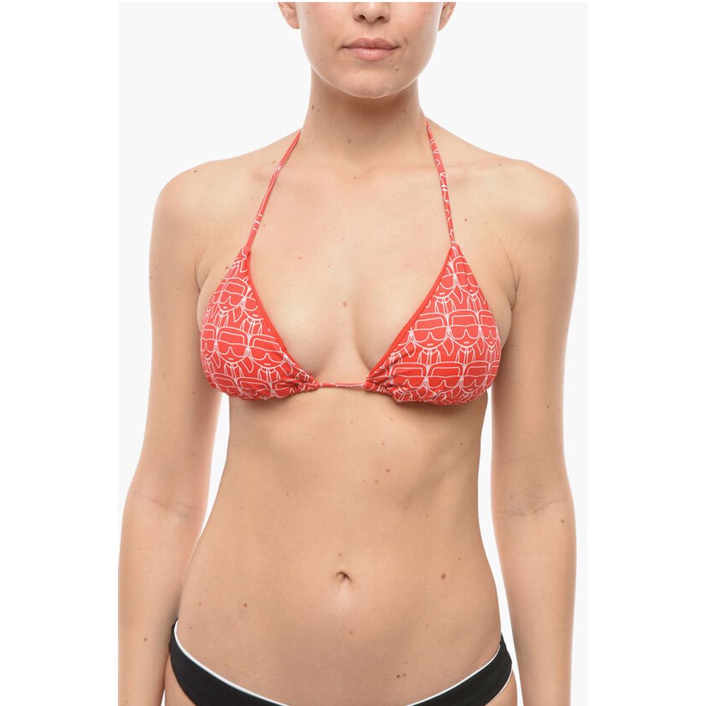 Triangle Bikini Top with All-Over Iconic Print