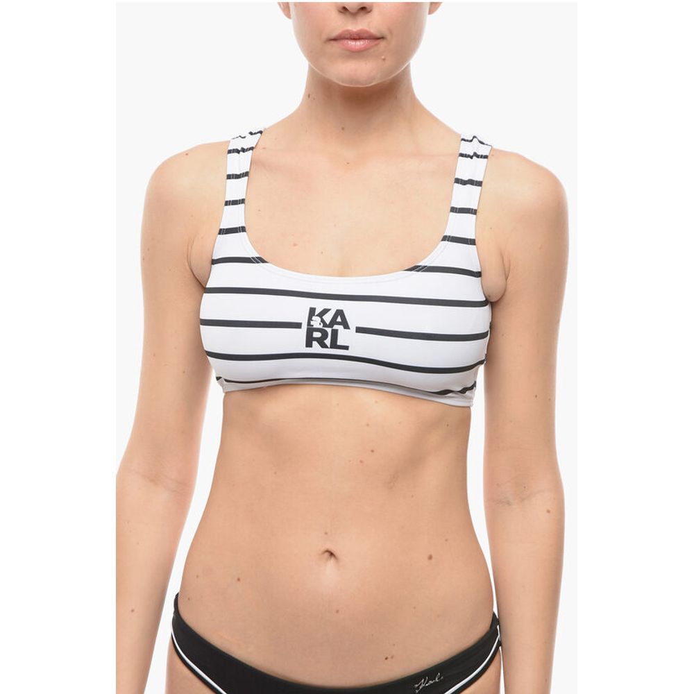 Awning Striped Two-Tone Plunge Bikini Top