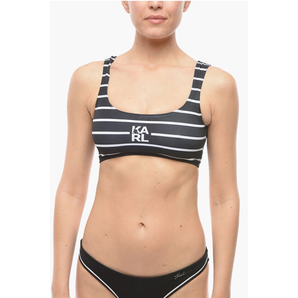 Awning Striped Two-Tone Plunge Bikini Top