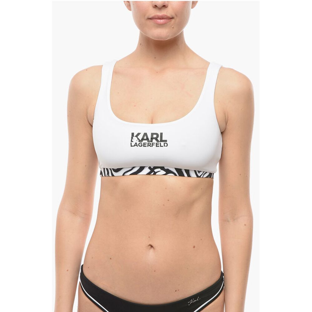 Plunge Bikini Top With Cut Out and Animal Detail