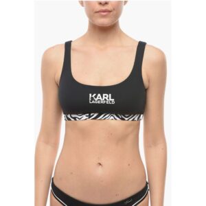 Plunge Bikini Top With Cut Out and Animal Detail