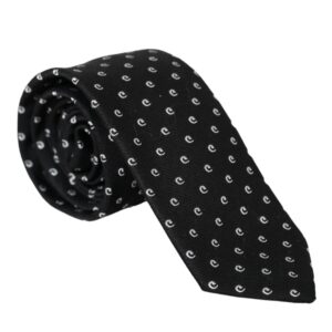 Black Logo Cotton Blend Adjustable Tie