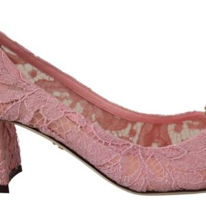 Pastel Pink Lace Crystal Embellished Pumps
