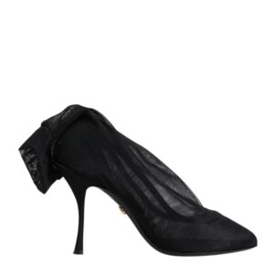 Black Silk Stretch Mesh Sock Boots Shoes