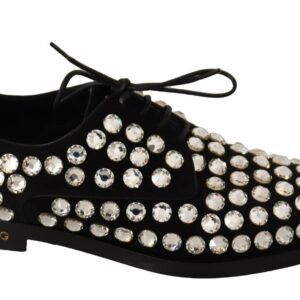 Elegant Crystal-Embellished Lace-Up Flats