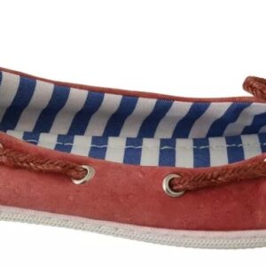 Scarlet Red Blue Stripe Flat Slip-On Shoes