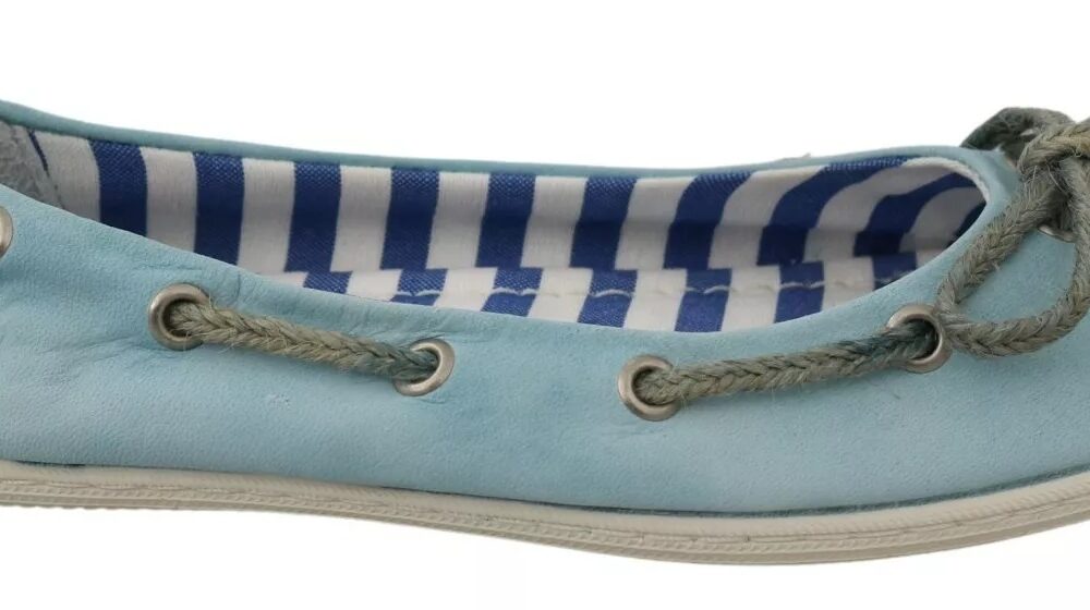 Sky Blue Suede Lace Bow Loafers Ballet Flat Shoes