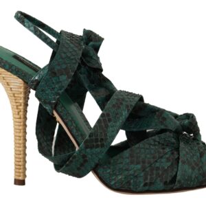 Elegant Green Python Strappy Heels