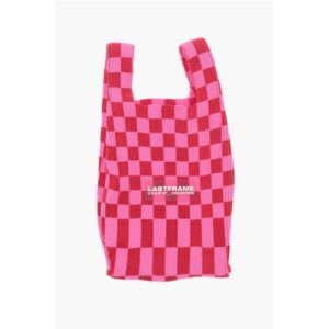 Two-Tone Checked Mini Bag with Faux Leather Shoulder Strap