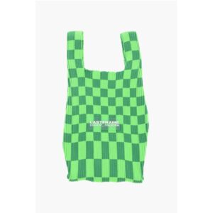 Two-Tone Checked Mini Bag with Faux Leather Shoulder Strap