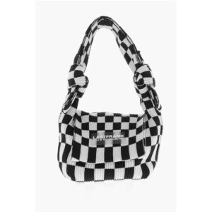Two-Tone Checked Mini Bag with Knotted Handle
