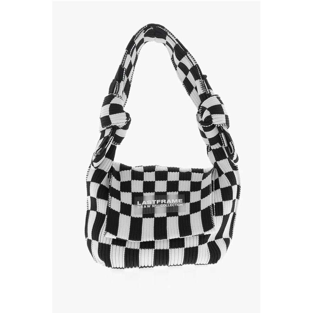 Two-Tone Checked Mini Bag with Knotted Handle