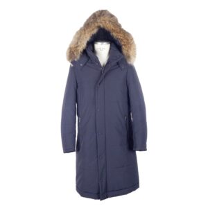 Blue Wool Men Raincoat