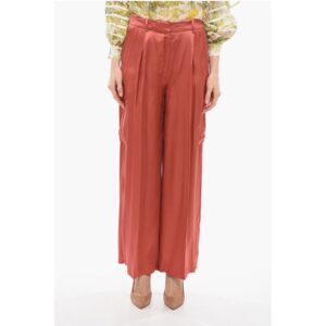 Single Pleated Satin Wide Leg Pants