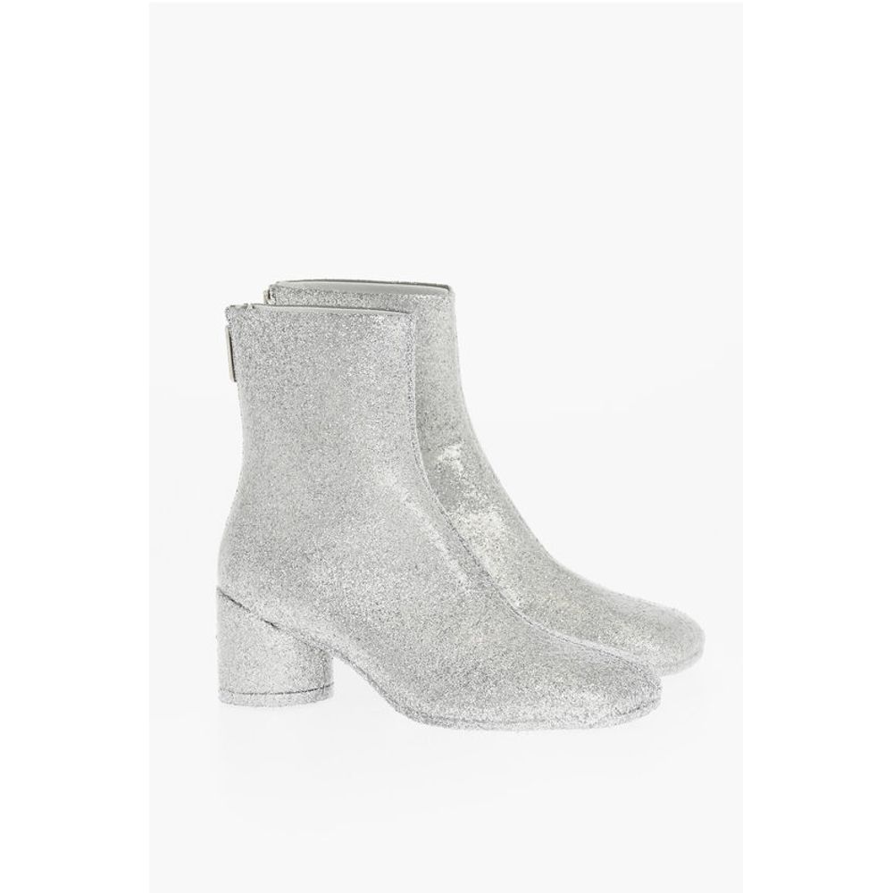MM6 Square-Toe Glitter Booties 6cm
