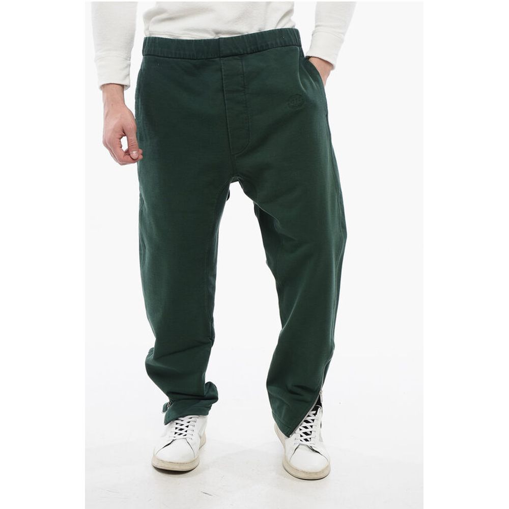 Brushed Cotton Joggers With Botton Zips
