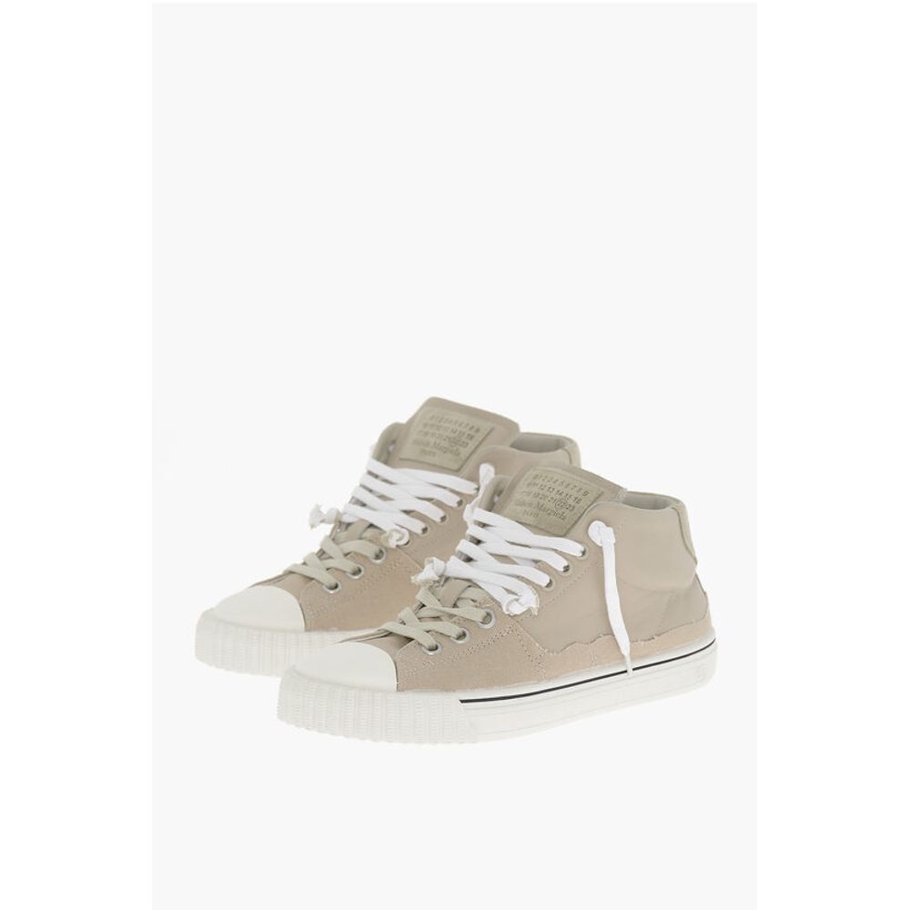 MM22 Distressed Effect Leather High-Top Sneakers
