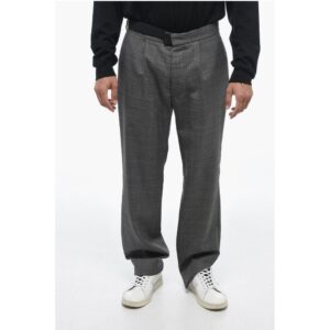 MM14 Virgin Wool Chinos Pants with District Check Motif